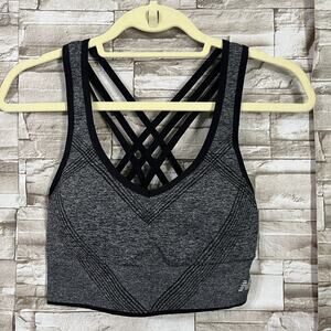 New Balance Womens Size XL Black Cross-Back Sports Bra W/ Double Straps Yoga Gym